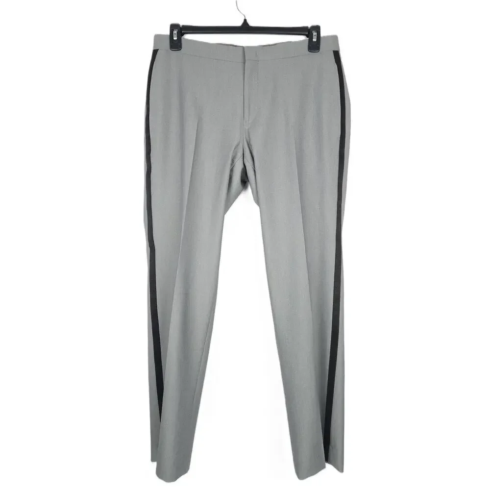 Alfani Mens Slim Fit 2 Piece Tuxedo Suit 46L 34x34 Grey Black Stretch Tech NWT